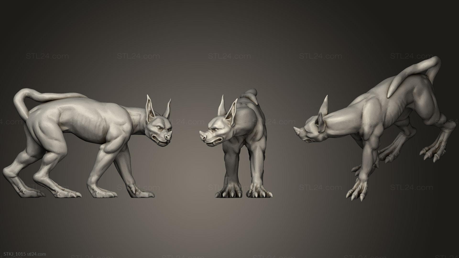 Animal figurines - Goblin Dog 28 Mm Miniature D&d, STKJ_1015. 3D stl model  for CNC